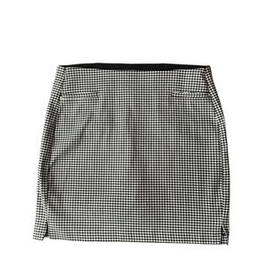 Chico’s Black White Gingham Tailored Mini Skirt Parisian Classic Side Slit
